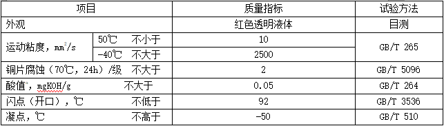 地麵航空液壓油10#性能指標